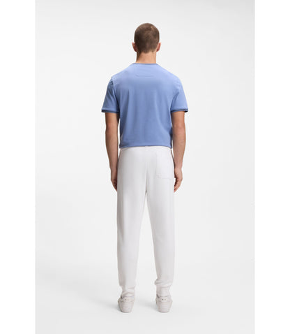 Boss Piping Detail Tracksuit Bottoms In A Cotton Blend White
