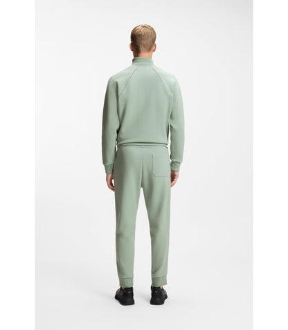 Boss Piping Detail Tracksuit Bottoms In A Cotton Blend Light Green