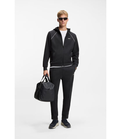 Boss Piping Detail Tracksuit Bottoms In A Cotton Blend Dark Blue
