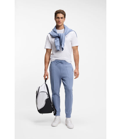 Boss Piping Detail Tracksuit Bottoms In A Cotton Blend Light Blue