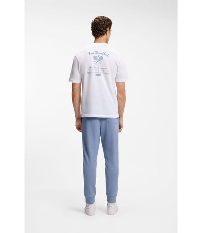 Boss Piping Detail Tracksuit Bottoms In A Cotton Blend Light Blue