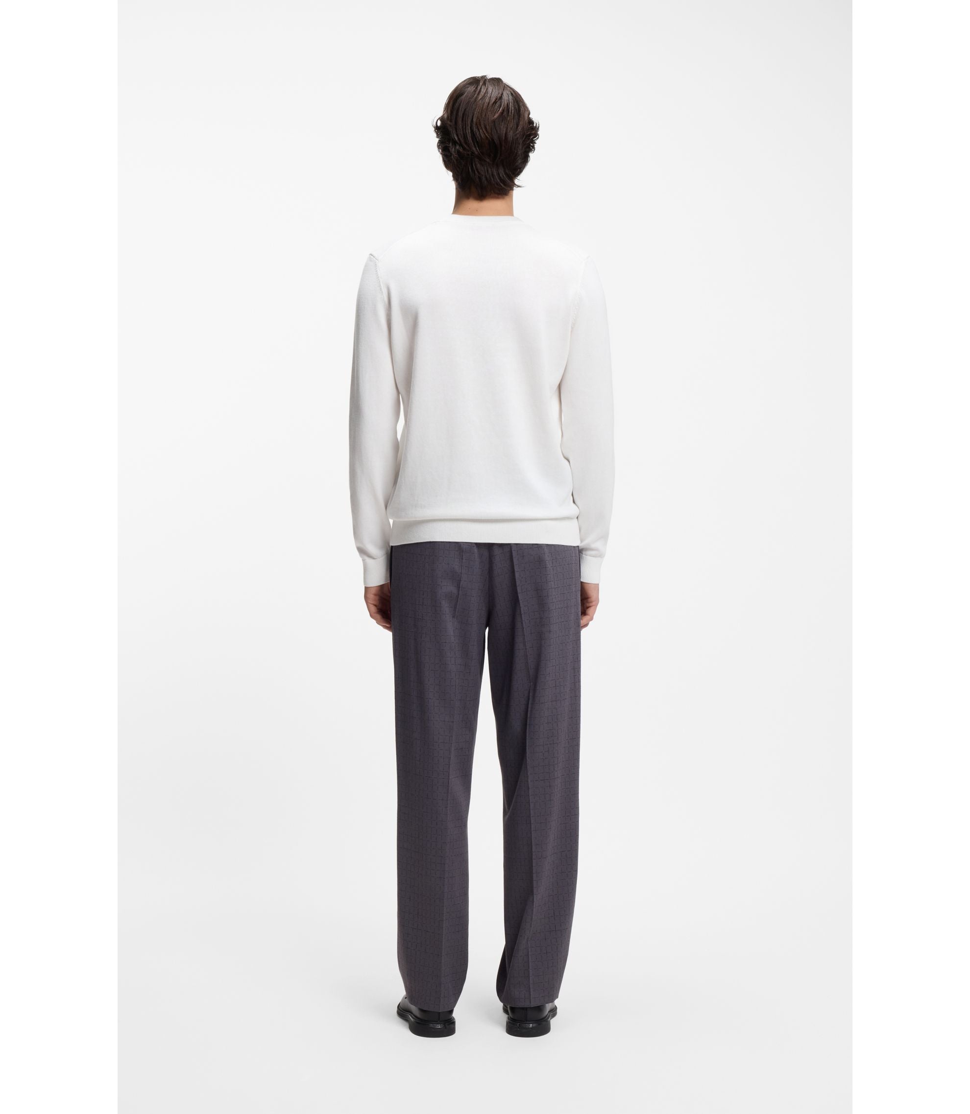 Hugo Logo Detail Sweater In Cotton White