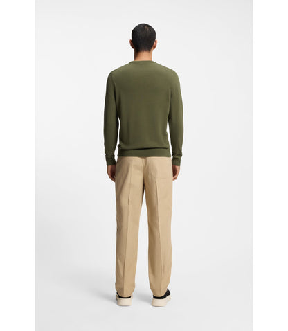 Hugo Logo Detail Sweater In Cotton Light Green