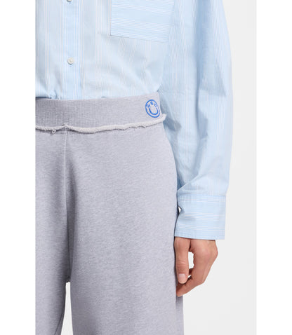 Hugo Logo Waistband Tracksuit Bottoms In Cotton Terry Light Grey Women's