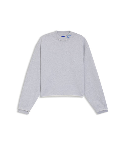 Hugo Logo Collar Sweatshirt In Cotton Terry Light Grey Women's
