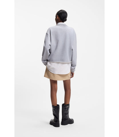 Hugo Logo Collar Sweatshirt In Cotton Terry Light Grey Women's