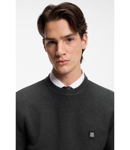 Hugo Knitted Sweater With Stacked Logo Grey