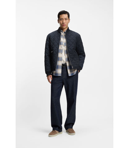 Boss Reversible Water Repellent Jacket With Quilting Dark Blue