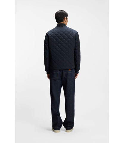 Boss Reversible Water Repellent Jacket With Quilting Dark Blue