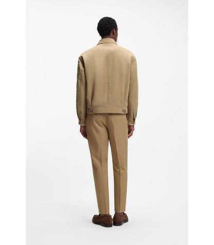 Boss Water Repellent Jacket In Peached Fabric Khaki