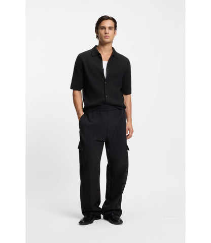 Hugo Regular Fit Shirt With Ribbed Structure Black