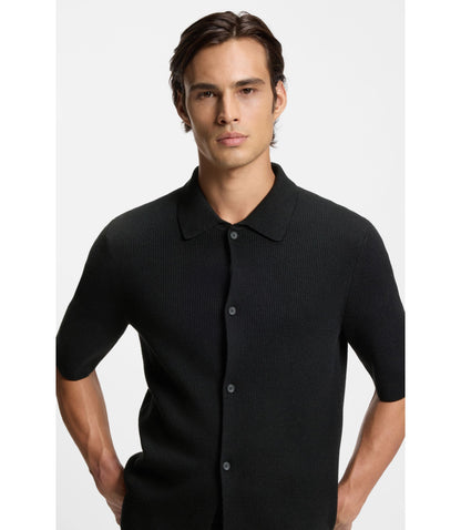 Hugo Regular Fit Shirt With Ribbed Structure Black