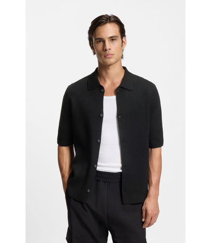 Hugo Regular Fit Shirt With Ribbed Structure Black