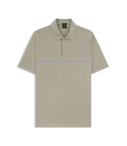 Boss Paddy Polo Shirt With Engineered Stripe Light Beige
