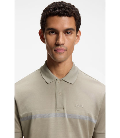 Boss Paddy Polo Shirt With Engineered Stripe Light Beige