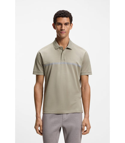 Boss Paddy Polo Shirt With Engineered Stripe Light Beige