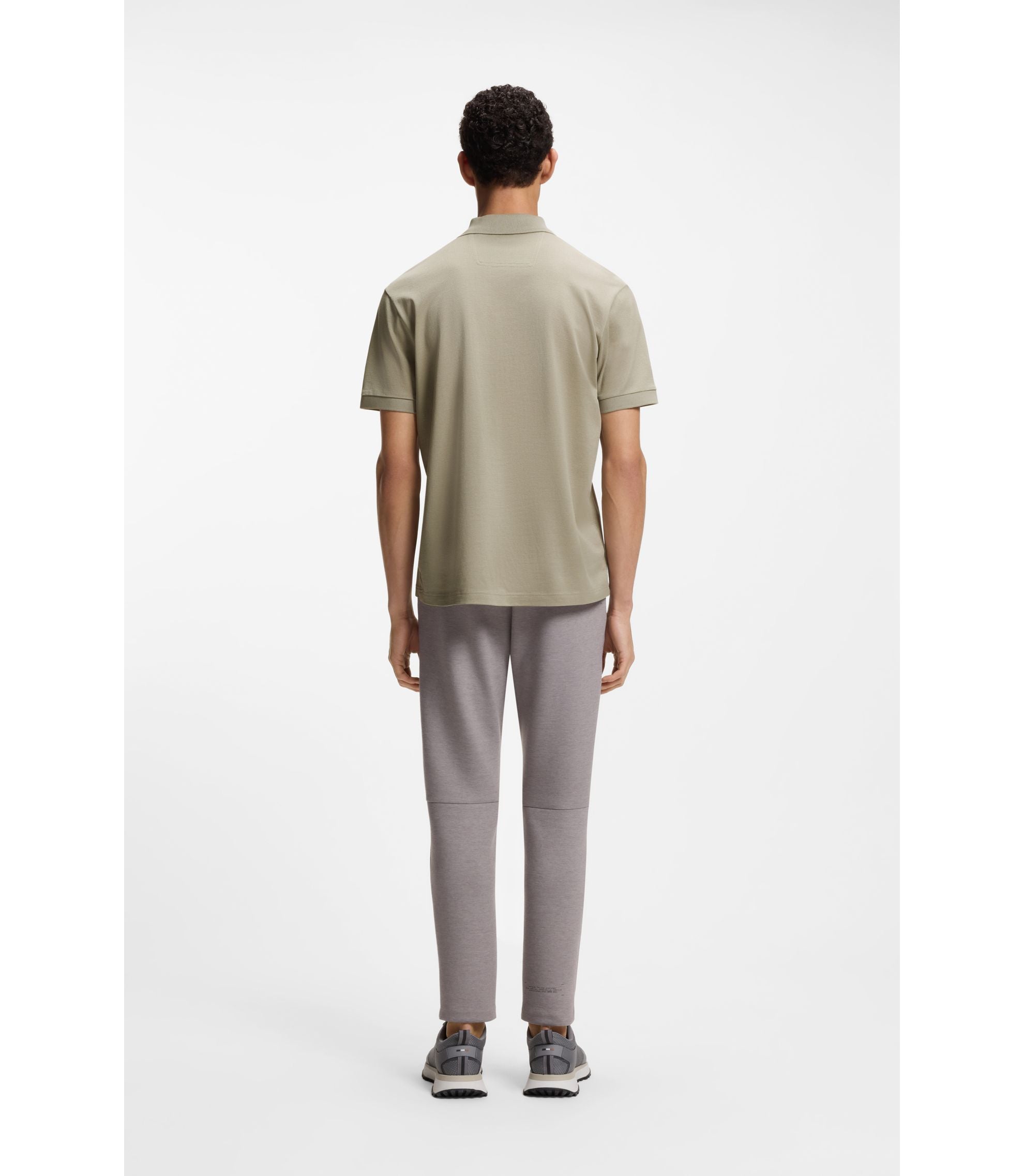 Boss Paddy Polo Shirt With Engineered Stripe Light Beige