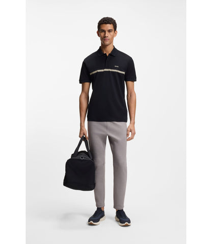 Boss Paddy Polo Shirt With Engineered Stripe Dark Blue