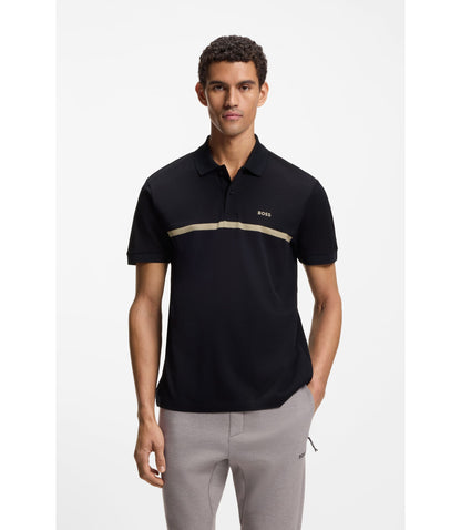 Boss Paddy Polo Shirt With Engineered Stripe Dark Blue