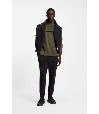 Boss Cotton T Shirt With Logo And Stripe Khaki