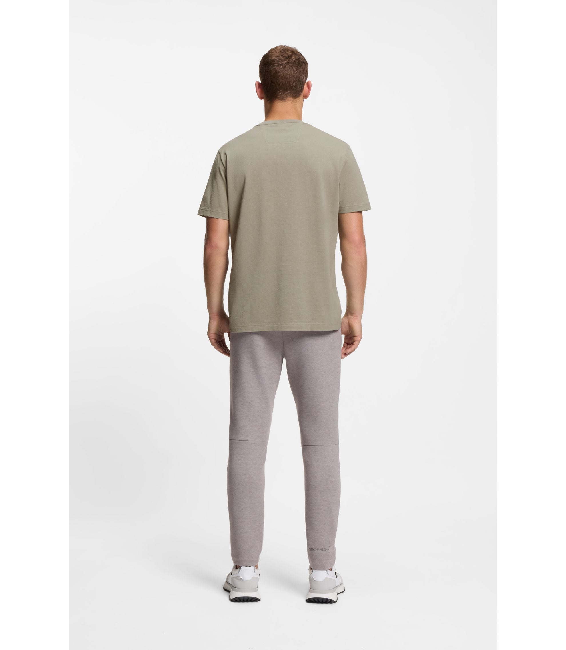 Boss Cotton T Shirt With Logo And Stripe Light Beige