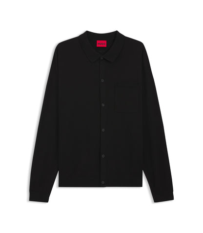 Hugo Regular Fit Jacket With Ribbed Trims Black