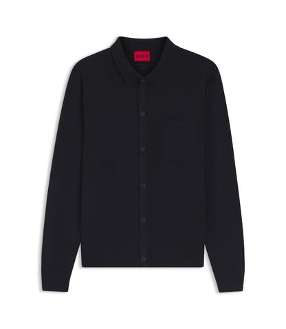 Hugo Regular Fit Jacket With Ribbed Trims Dark Blue