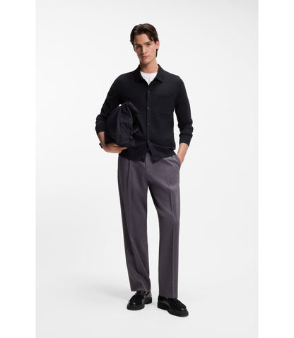 Hugo Regular Fit Jacket With Ribbed Trims Dark Blue