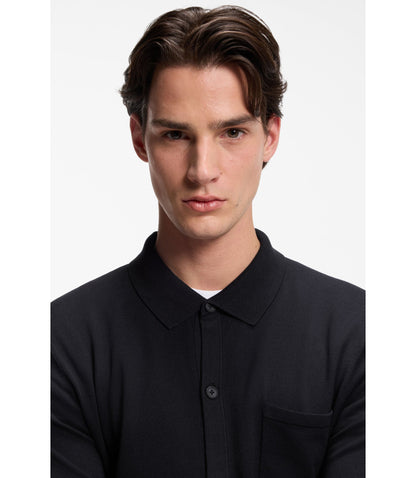Hugo Regular Fit Jacket With Ribbed Trims Dark Blue