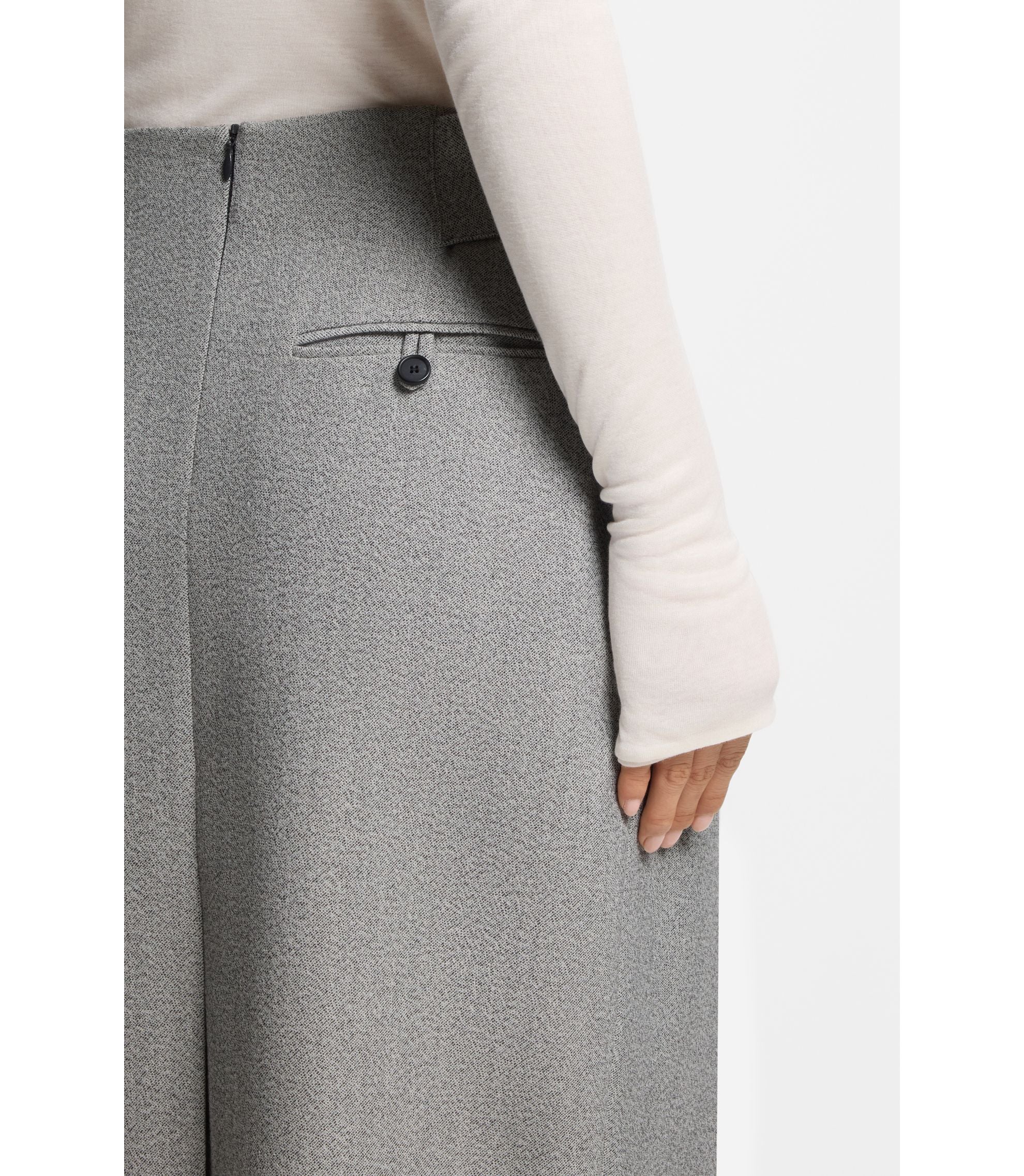 Boss Belted Skirt With Pleat Front Silver Women's