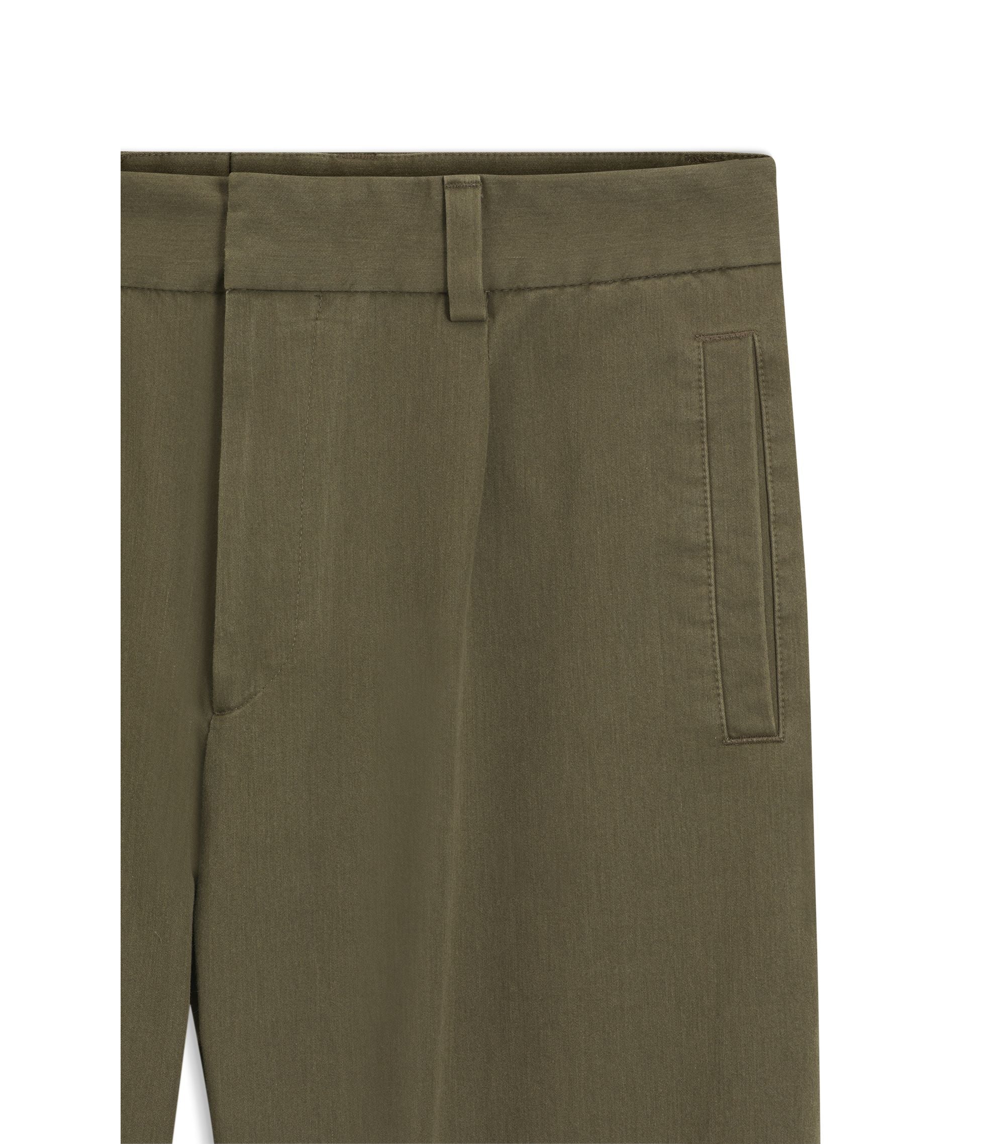 Hugo Modern Fit Trousers In Cotton Blend Twill Light Green