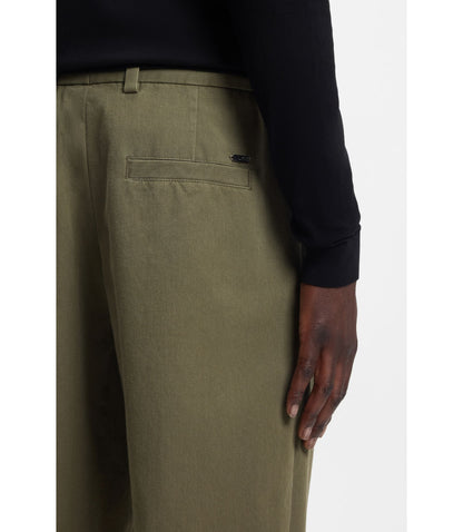 Hugo Modern Fit Trousers In Cotton Blend Twill Light Green