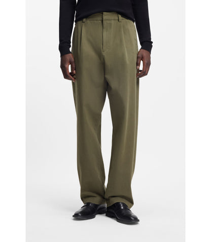 Hugo Modern Fit Trousers In Cotton Blend Twill Light Green