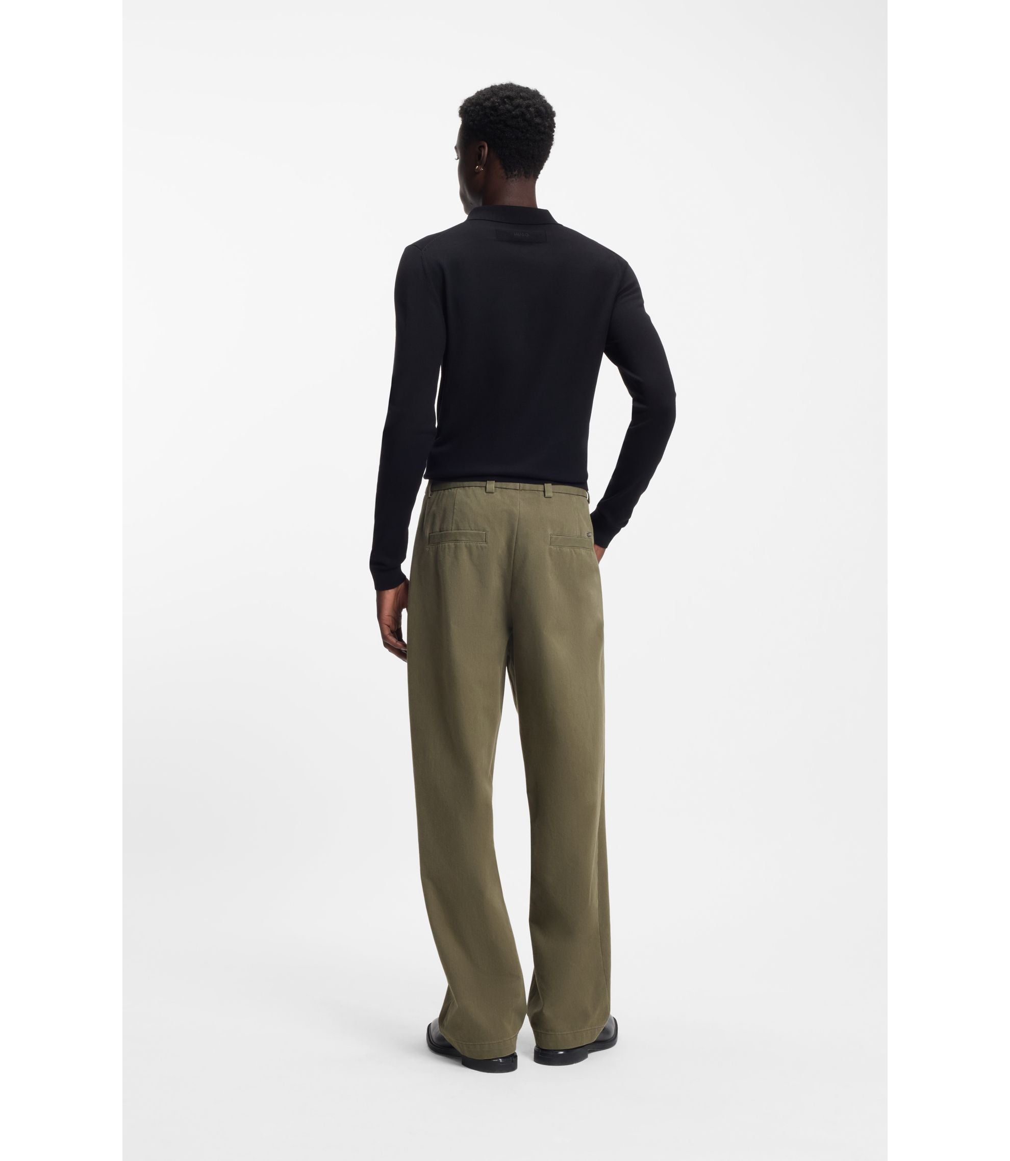 Hugo Modern Fit Trousers In Cotton Blend Twill Light Green