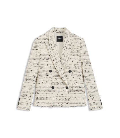 Boss Regular Fit Blazer In Striped Cotton Blend Tweed Patterned Women's