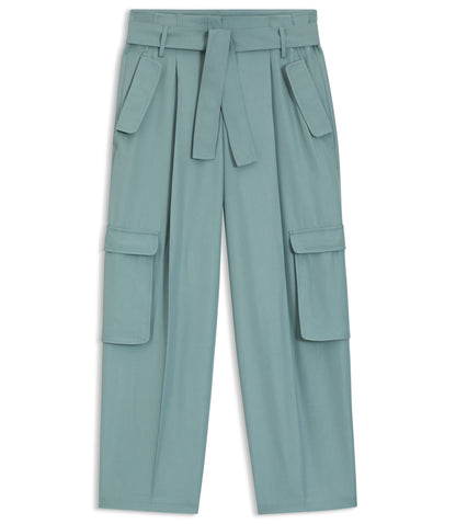 Boss Relaxed Fit Trousers In Drapey Twill Blue Women's