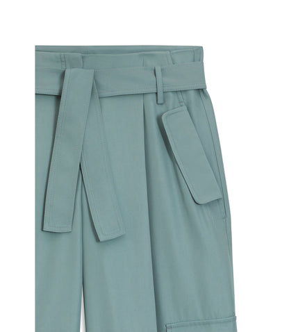 Boss Relaxed Fit Trousers In Drapey Twill Blue Women's
