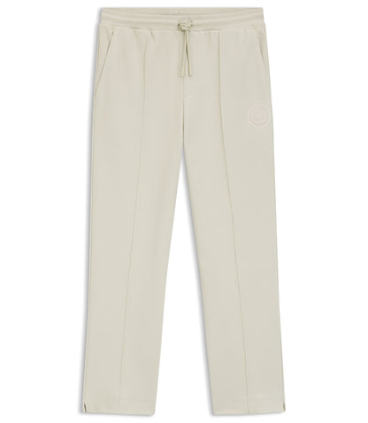 Boss Cotton Blend Tracksuit Bottoms With Tennis Themed Logo Light Beige