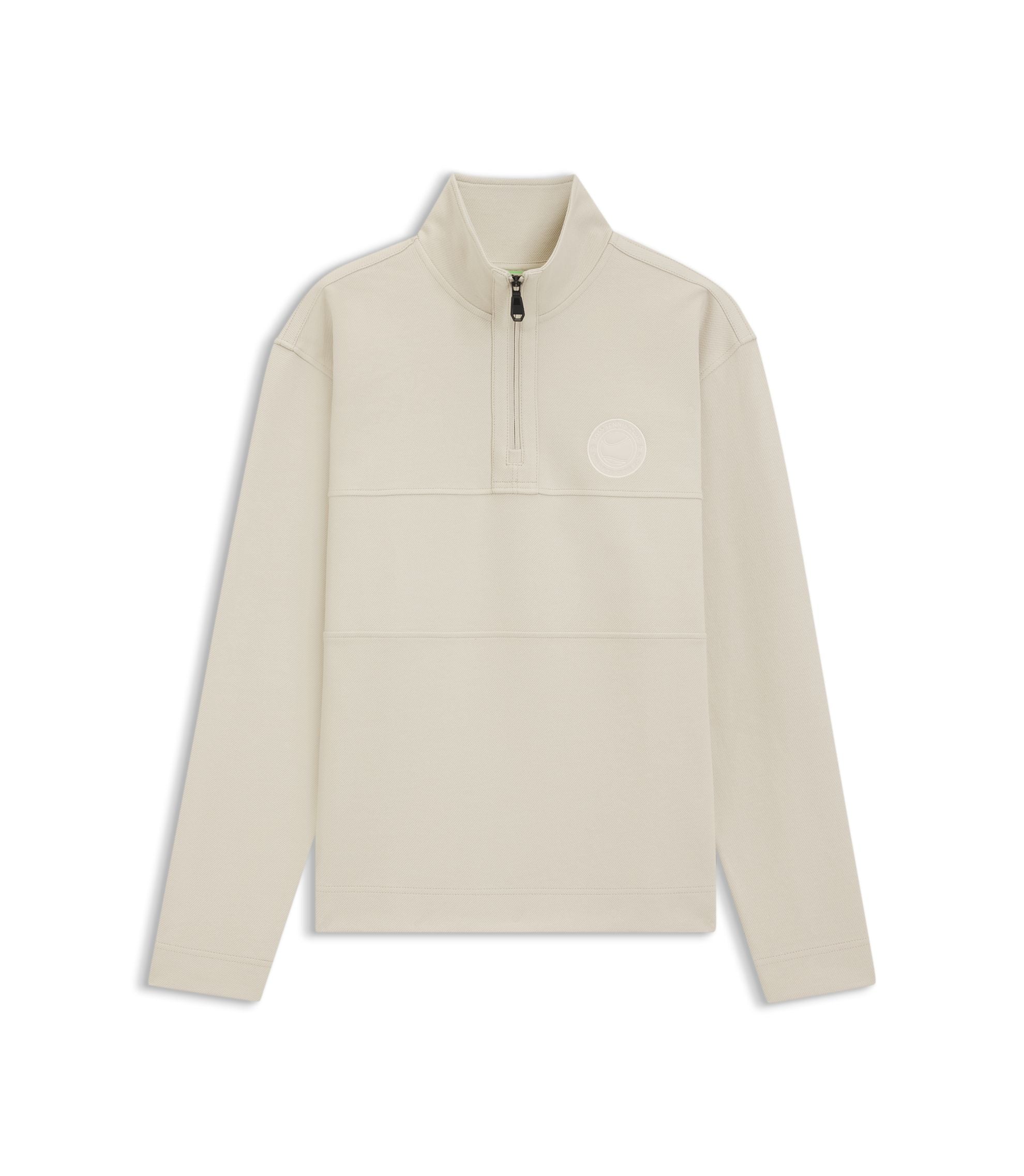 Boss Cotton Blend Sweatshirt With Tennis Themed Logo Light Beige
