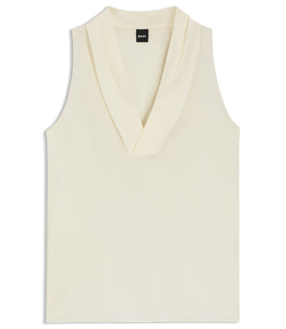 Boss Sleeveless Blouse In Sandwashed Silk With V Neckline White Women's