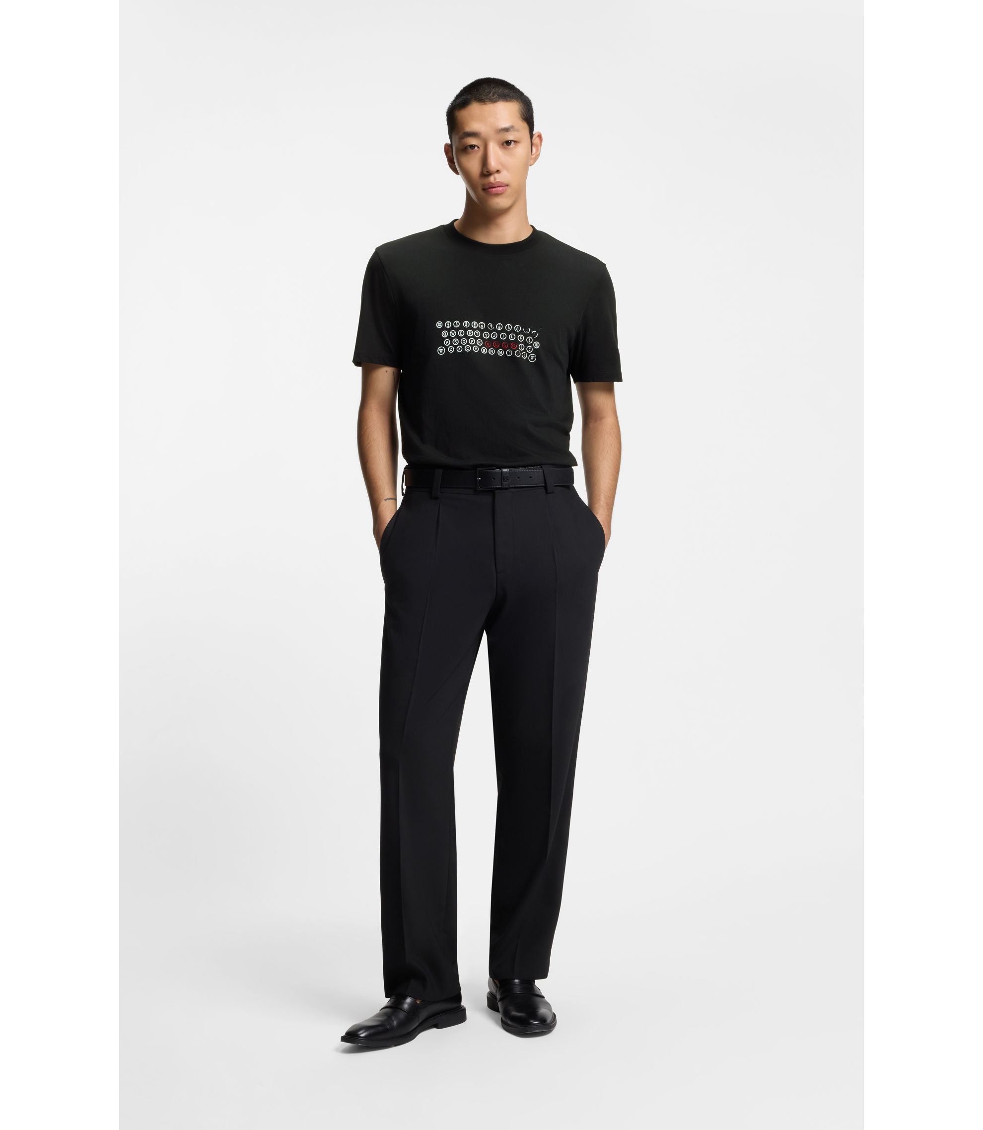 Hugo Printed Artwork T Shirt In Cotton Jersey Black