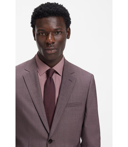 Hugo Two Piece Extra Slim Fit Suit In Wool Blend Poplin Light Brown