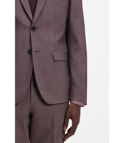 Hugo Two Piece Extra Slim Fit Suit In Wool Blend Poplin Light Brown