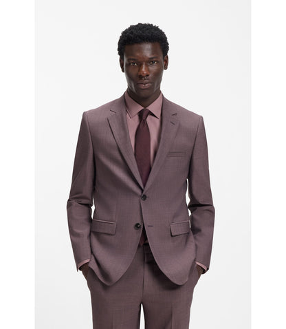 Hugo Two Piece Extra Slim Fit Suit In Wool Blend Poplin Light Brown