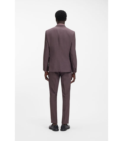 Hugo Two Piece Extra Slim Fit Suit In Wool Blend Poplin Light Brown
