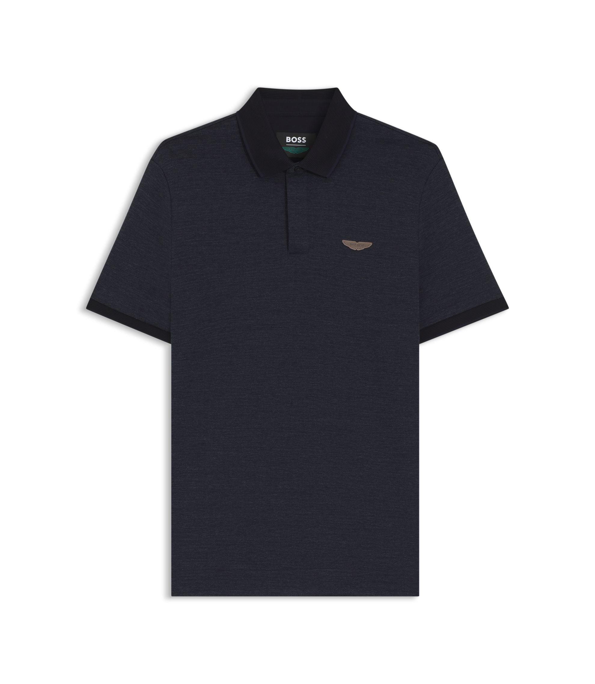 Boss X Aston Martin Polo Shirt In Wool Cotton Piqu Dark Blue