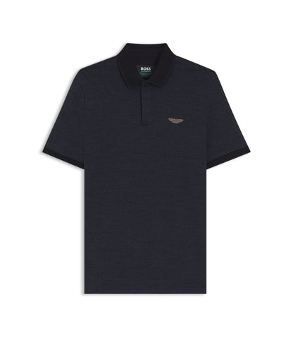 Boss X Aston Martin Polo Shirt In Wool Cotton Piqu Dark Blue