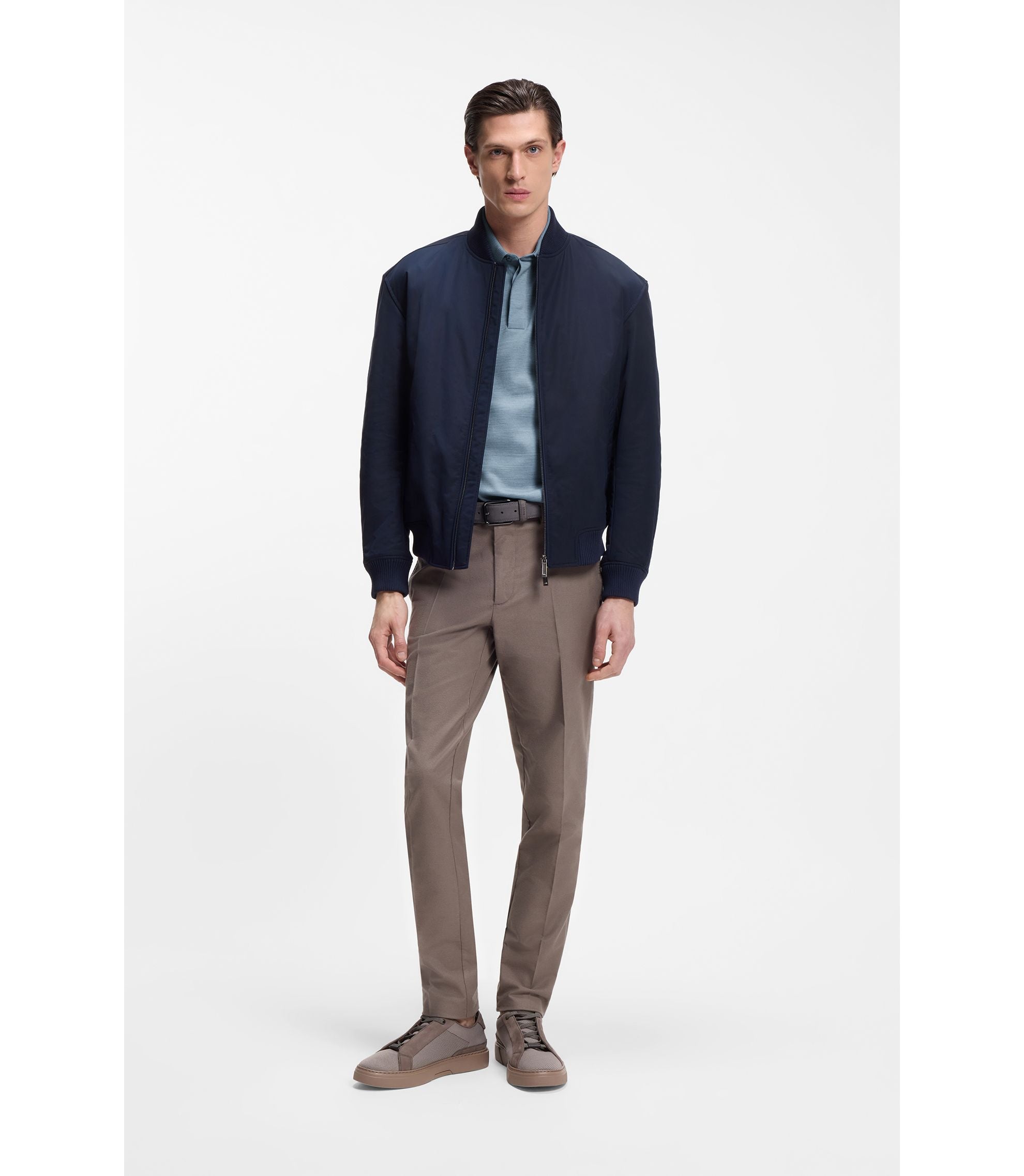Boss X Aston Martin Polo Shirt In Wool Cotton Piqu Light Blue