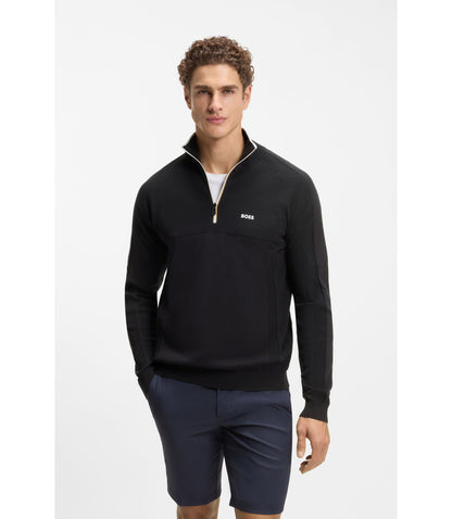 Boss Zip Neck Sweater Dark Blue