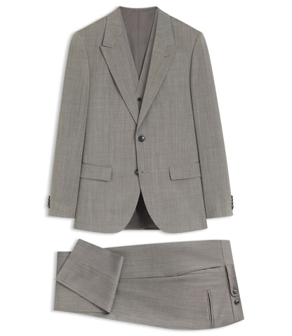 Hugo Three Piece Slim Fit Suit In Wool Blend Poplin Light Green